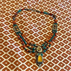 Tigers eye turquoise vintage necklace